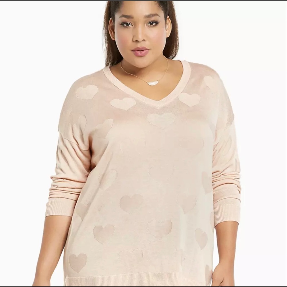 Torrid Heart Heart Knit Sweater 0 Plus Size Pink